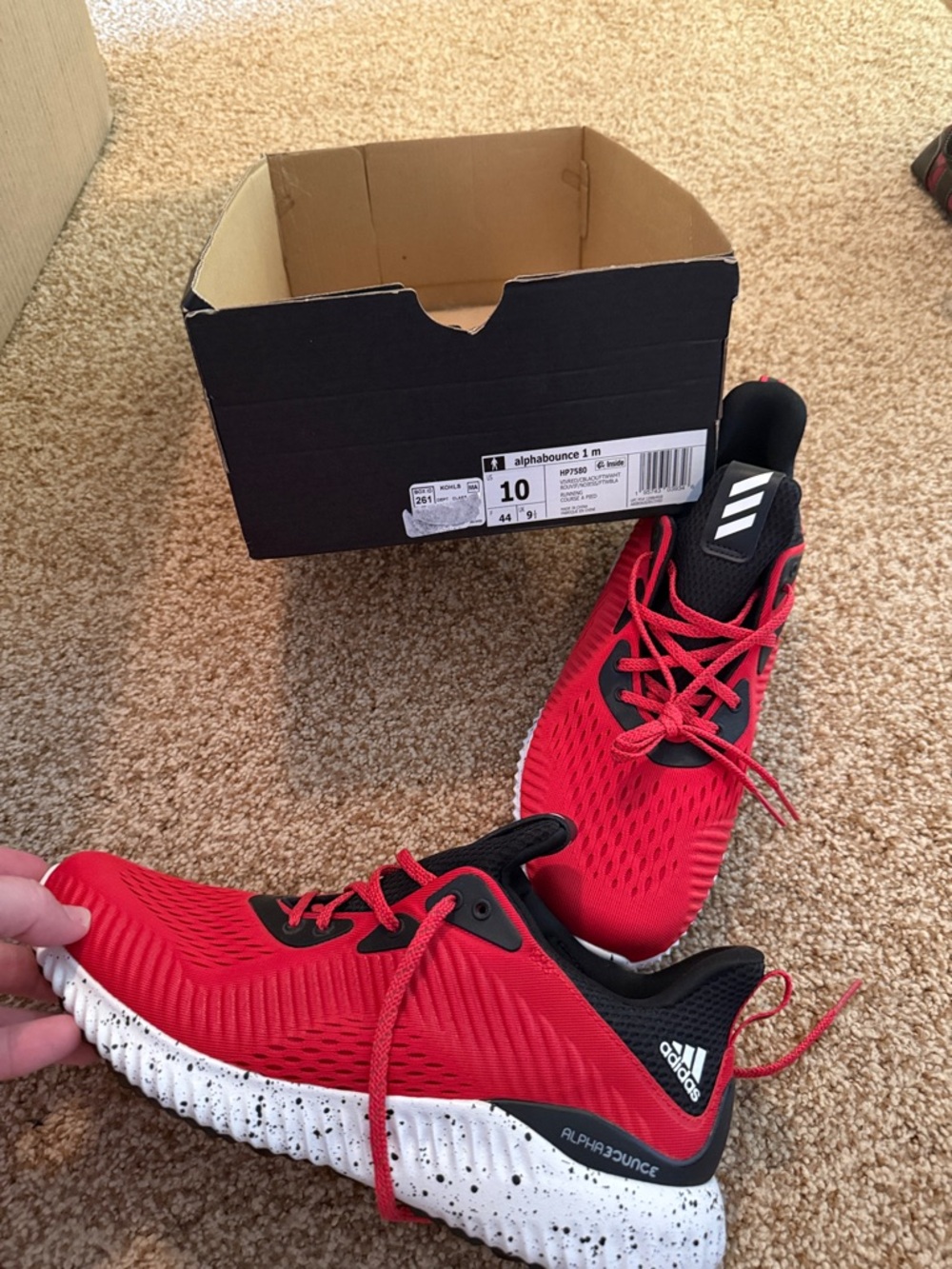 adidas Red and Black AlphaBounce Trainers
